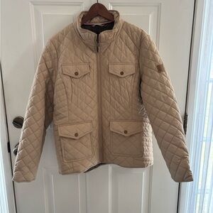 Tommy Hilfiger Beige Quilted Jacket with Signature Trim